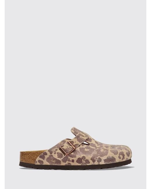 Birkenstock Multicolor Boston Animal Print Suede Clogs With Adjustable Strap