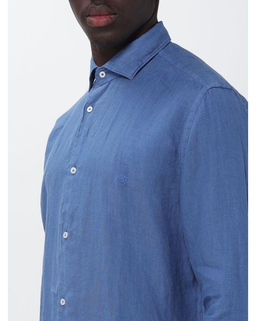 Brooksfield Blue Casual Linen Shirt for men