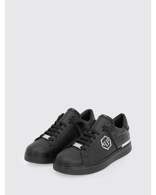 Philipp Plein Black Leather Sneakers for men
