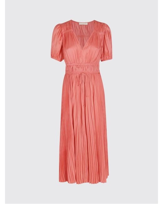 Ulla Johnson Red Audra Pleated Crêpe Midi Dress
