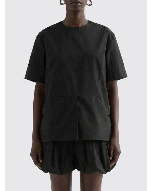 Jil Sander Black Basic Cotton Crew-Neck Top