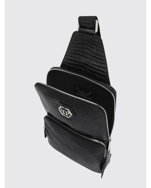 Philipp Plein Black Cross Body Bag Cocco for men