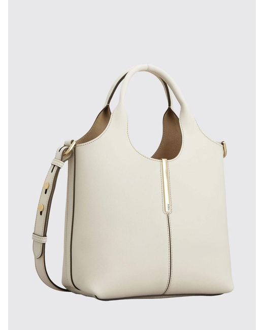 Tod's Natural Small Leather Shopping Tote Bag