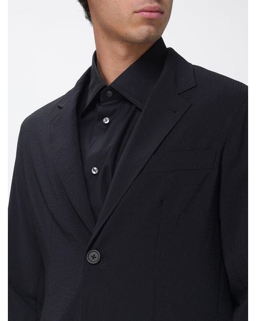 Emporio Armani Blue Single-Breasted Polyester Blazer for men