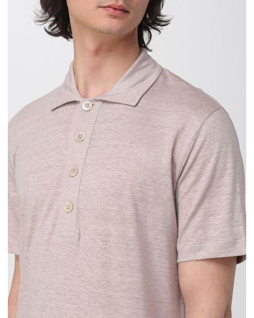 Eleventy Gray Linen Polo Shirt for men