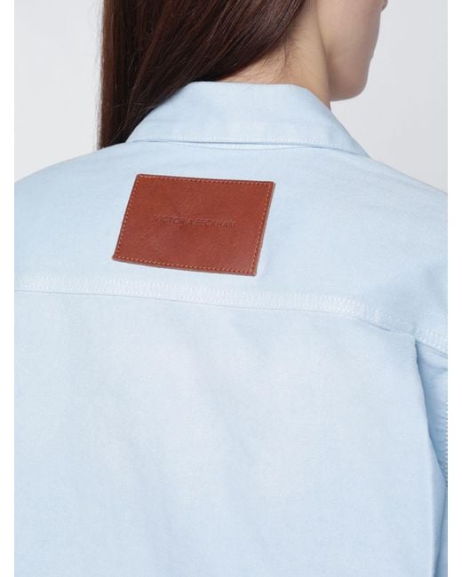 Victoria Beckham Blue Cropped Shirt Jacket