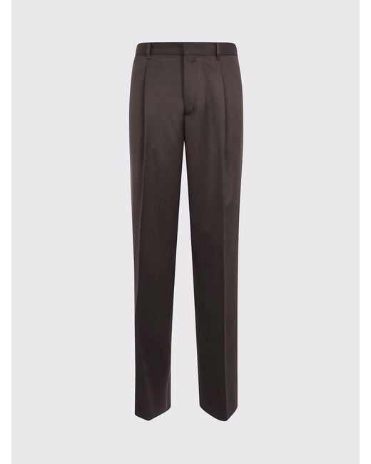 Lardini Gray Pure Virgin Wool Wide-Leg Trousers With Darts And Mid-Rise Waist for men