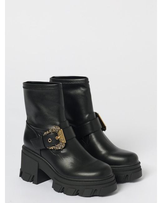 Versace Jeans Couture Black Flat Ankle Boots