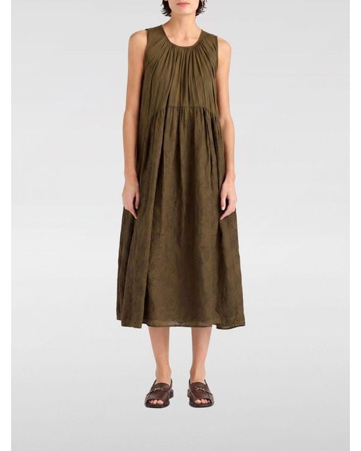 Momoní Green MomonÌ Cobre Off-The-Shoulder Cotton Midi Dress With An A-Line Silhouette