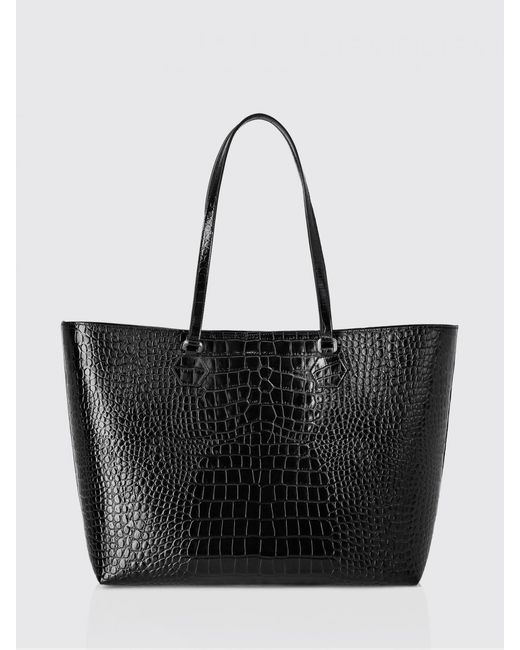 Philipp Plein Black Crocodile Print Leather Bag