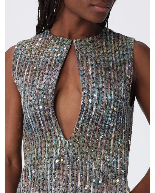 Missoni Brown Cotton Blend Mini Dress With Sequins
