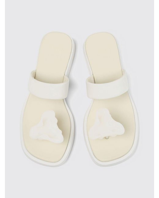 Camper White Dana Leather And Silicone Sandals