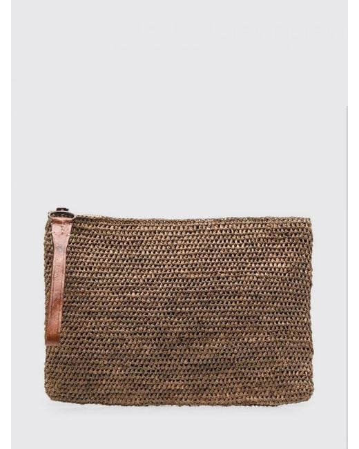 IBELIV Brown Tea Ampy Crocheted Raffia Pouch