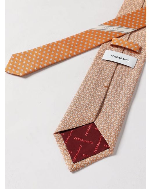 Ferragamo White Gancini Butterfly Print Silk Tie for men