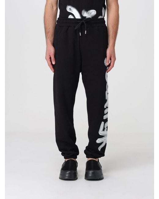 DISCLAIMER Black Cotton Jogging Trousers With Drawstring And Contrast Logo for men