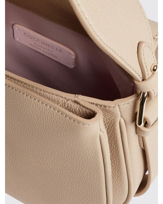 Coccinelle Natural Mavery Small Hammered Leather Bag