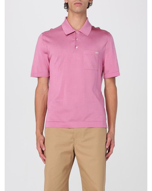 Gucci Poloshirt Aus Feinem Seidenstrick Mit Intarsie, Grösse in Pink für Herren