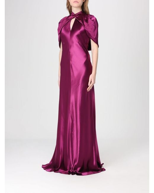 Alberta Ferretti Pink Long Satin Dress