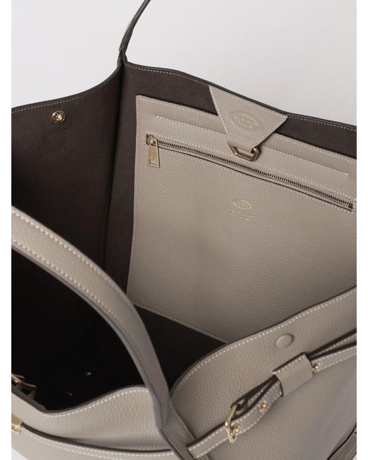 Tod's Natural Medium Grained Leather Shopping Bag
