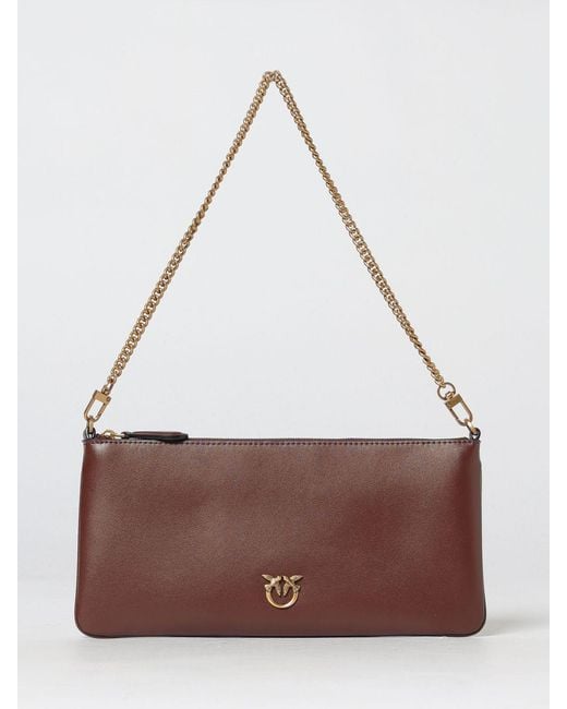 Pinko Brown Horizontal Flap Leather Bag