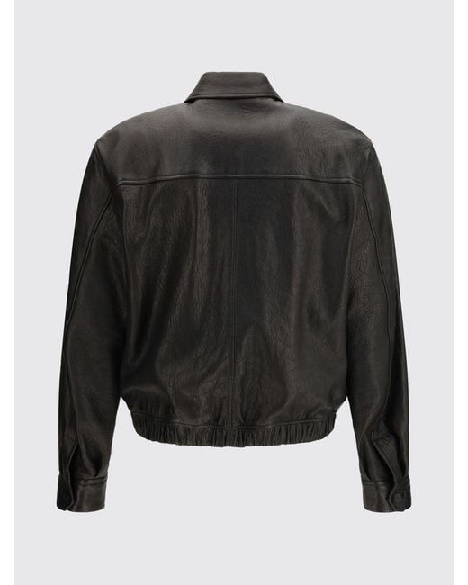 Saint Laurent Black Leather Bomber Jacket for men