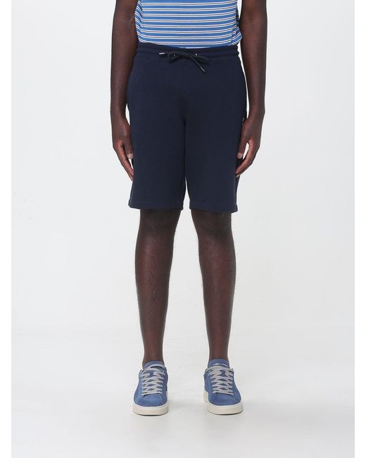 Paul Smith Blue Cotton Jogging Shorts With Logo for men