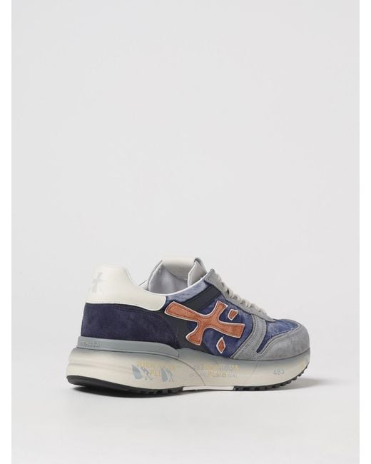 Premiata Blue Mick Used Leather And Canvas Sneakers for men