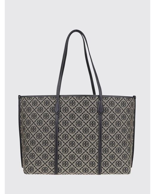 Tory Burch Gray Jacquard Canvas Shopping Bag By