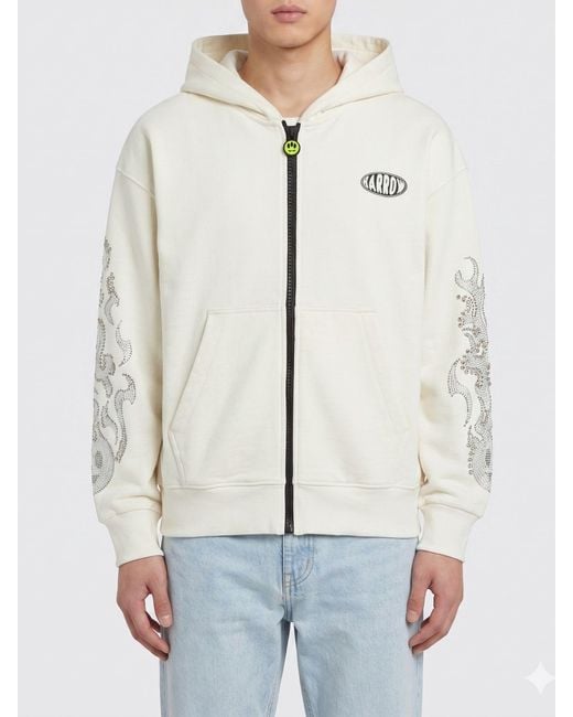 Barrow Blue Logo Cotton Hoodie for men