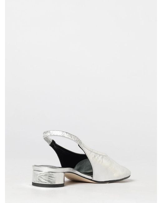 Aeyde White Laminated Leather Slingback Pumps