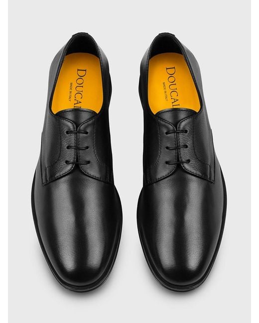 Doucal's White Leather Derby Shoes for men
