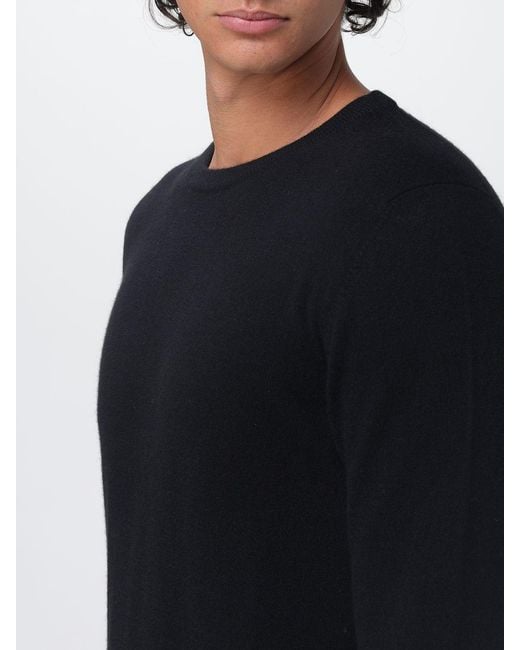 Malo Black Pure Cashmere Crewneck Jumper With Ribbed Trims for men