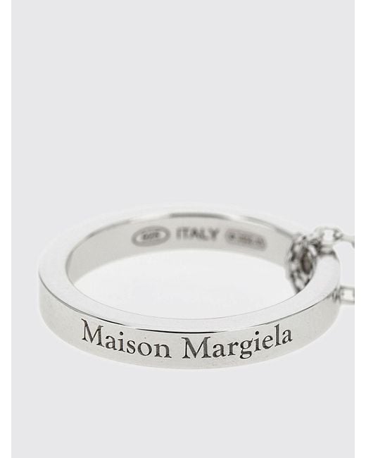 Maison Margiela White Logo Ring Necklace for men