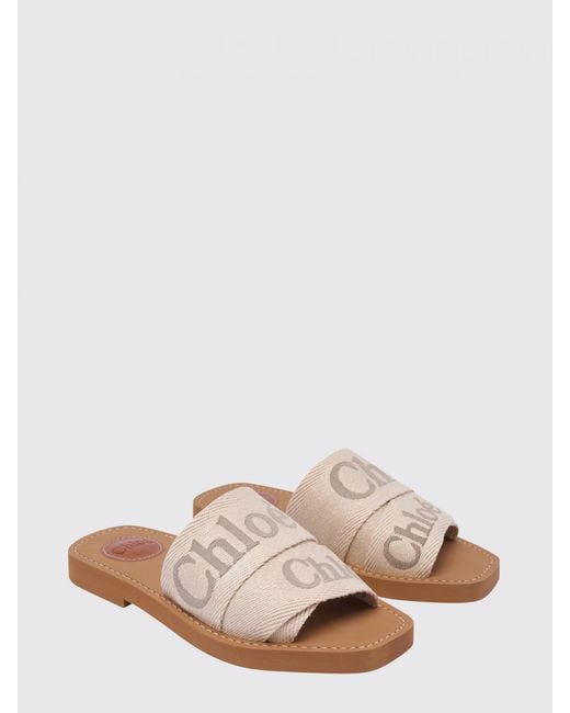 Chloé Pink ChloÉ Woody Canvas Sandals