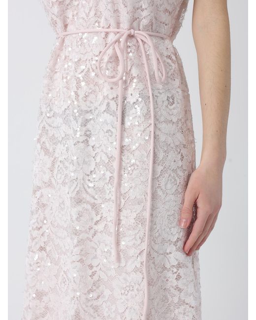 Twinset White Lace Midi Dress With Sequins