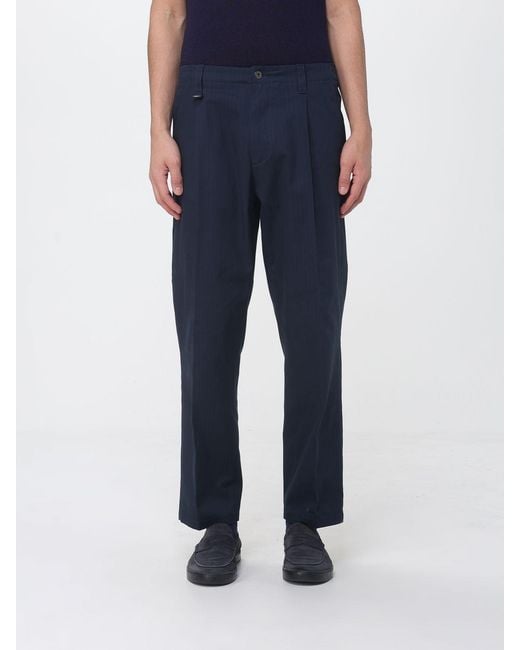 Paolo Pecora Blue Gabardine Wide-Leg Trousers for men