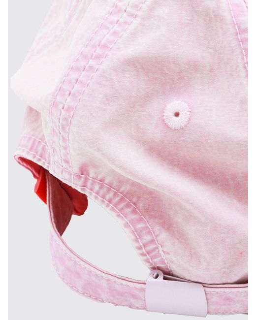 DIESEL Pink Recycled Nylon Baseball Cap With Embroidered Oval D Logo
