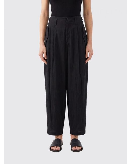 Y's Yohji Yamamoto Black High-Waisted Wide-Leg Trousers