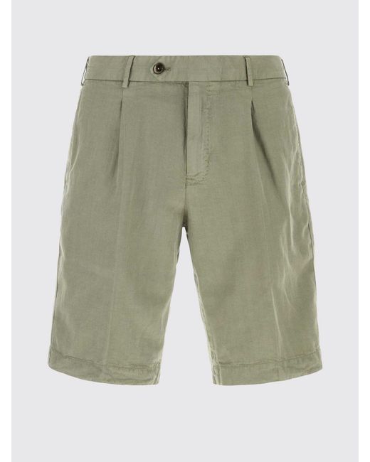 PT Torino Green Linen And Cotton Blend Chino Shorts for men