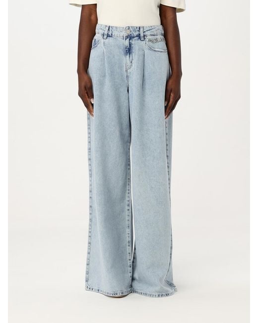 Karl Lagerfeld Blue Wide Leg Jeans With Pleats