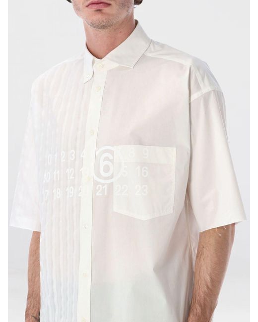 MM6 by Maison Margiela White Asymmetric Cotton Shirt for men