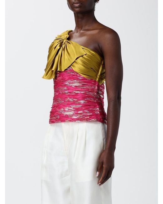 Valentino Pink Silk Blend One Shoulder Top