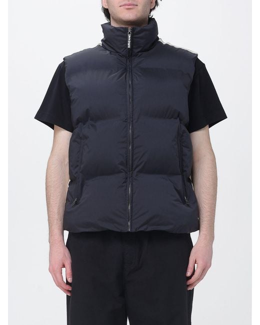 Palm Angels Blue Nylon Puffer Jacket With Logo for men
