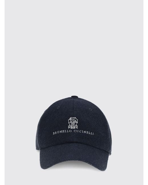 Brunello Cucinelli Blue Linen Blend Baseball Cap for men