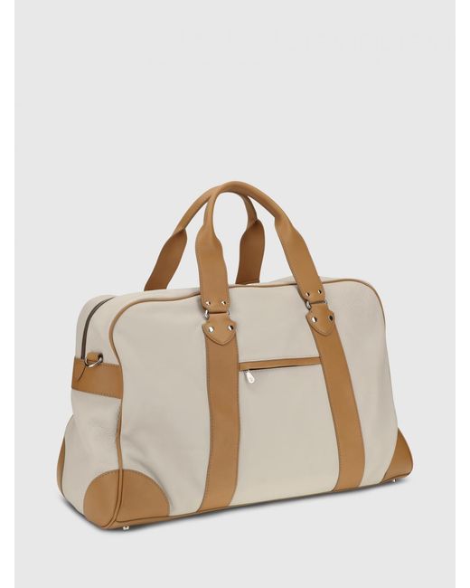 Brunello Cucinelli Natural Street Grained Leather Travel Bag for men