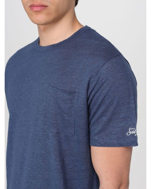 T-shirt in lino di Mc2 Saint Barth in Blue da Uomo