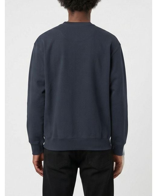 Carhartt Blue Cotton Blend Crewneck Sweatshirt With Logo for men