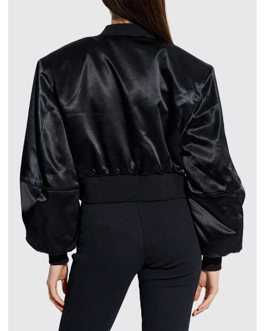 The Attico Black Viscose Crop Bomber Jacket