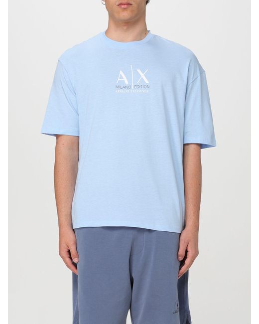 T-shirt in cotone con logo di Armani Exchange in Blue da Uomo