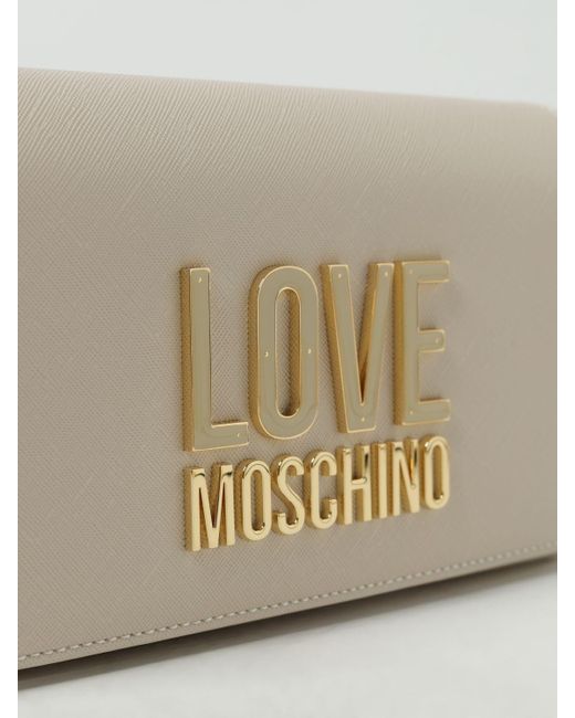 Borsa wallet in pelle sintetica saffiano di Love Moschino in Natural
